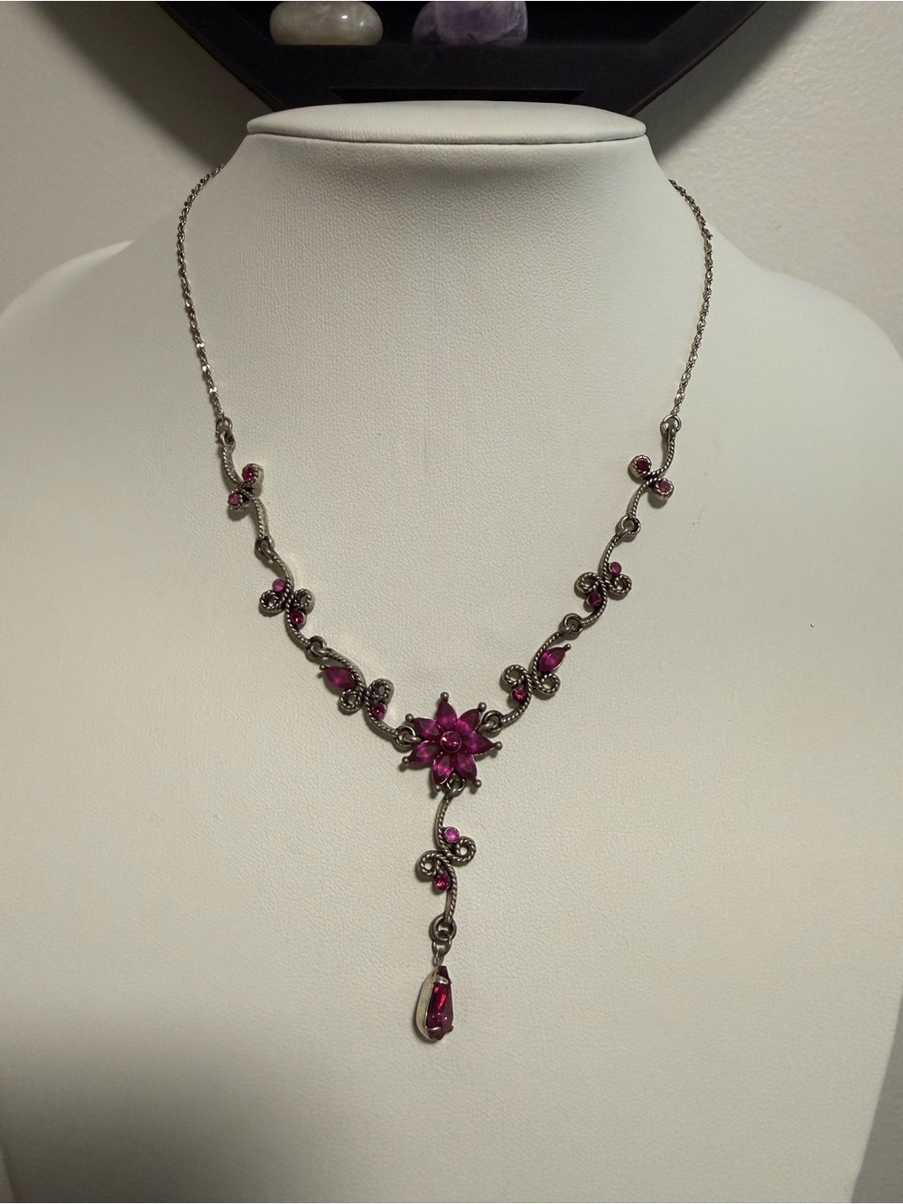Pink Floral Fairycore Lariat Necklace